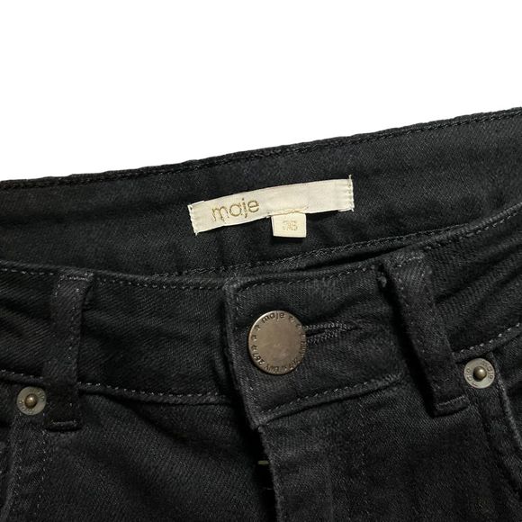 Like New Maje Black Frayed Bottom Hems Straight Leg - Picture 6 of 10